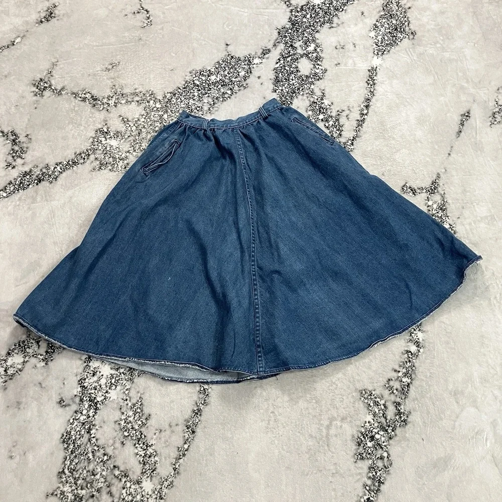 Brooklyn Britches Vintage Denim Circle Skirt Full Midi Blue Size 16